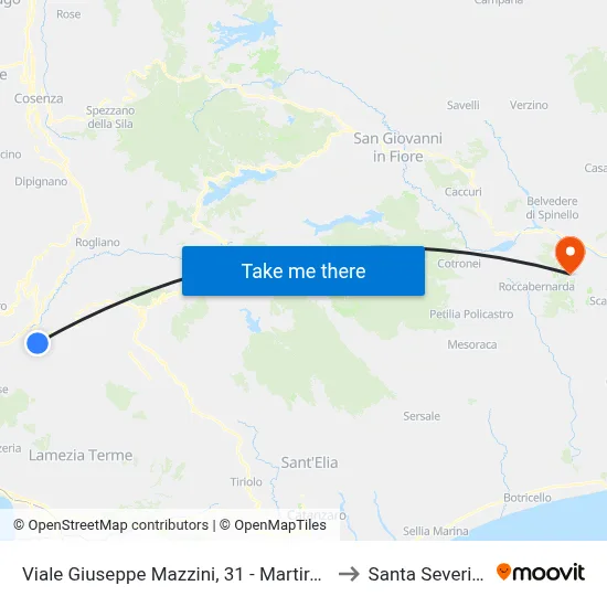 Giuseppe Mazzini Avenue, 31 - Martirano to Santa Severina map