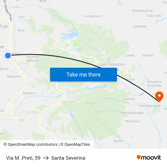Via M. Preti, 59 to Santa Severina map