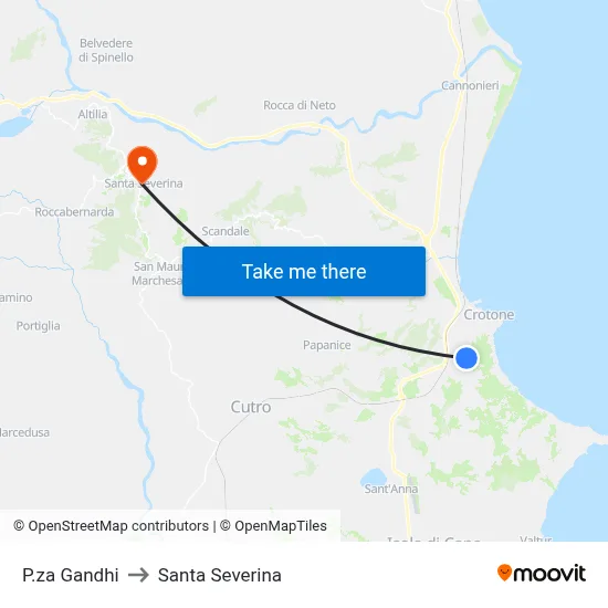 Gandhi Square to Santa Severina map