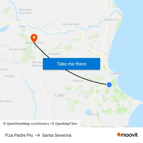 Padre Pio Square to Santa Severina map