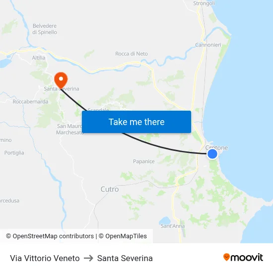 Vittorio Veneto Street to Santa Severina map