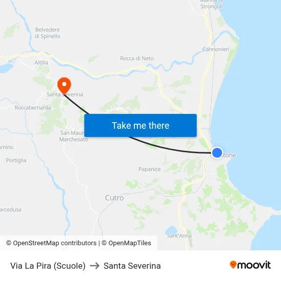 Via La Pira (Schools) to Santa Severina map