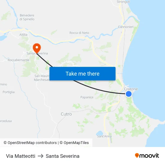 Matteotti Street to Santa Severina map