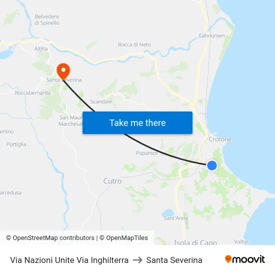 United Nations Street Via England to Santa Severina map