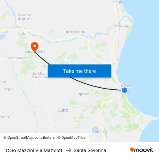 Mazzini Course Via Matteotti to Santa Severina map