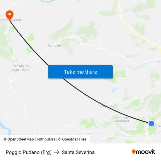 Poggio Pudano (Erg) to Santa Severina map