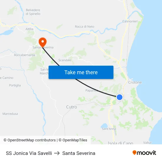 Jonica State Road Via Savelli to Santa Severina map