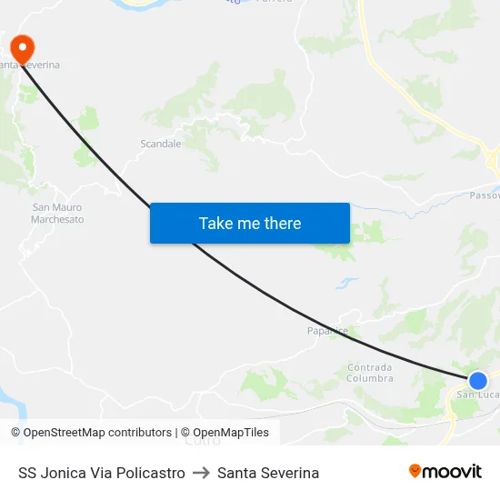 SS Jonica Via Policastro to Santa Severina map