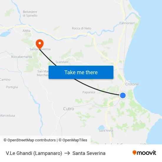 Gandhi Avenue (Lampanaro) to Santa Severina map