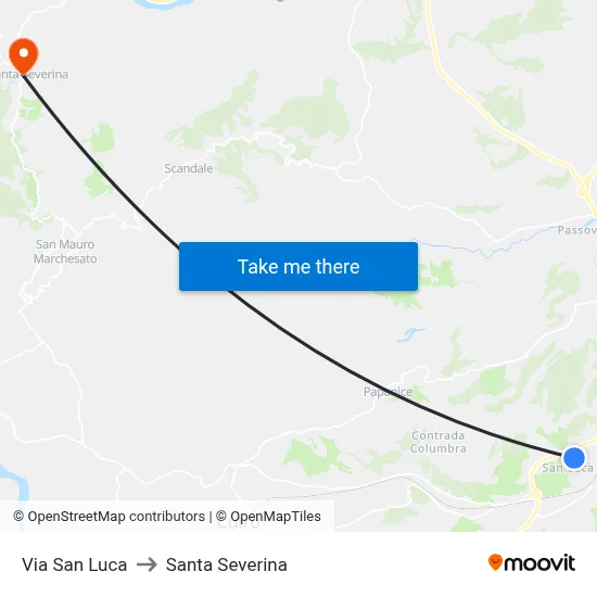 San Luca Street to Santa Severina map