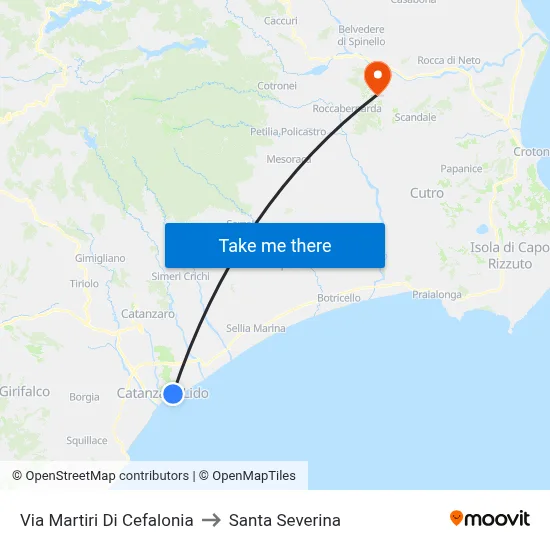 Cefalonia Martyrs Street to Santa Severina map
