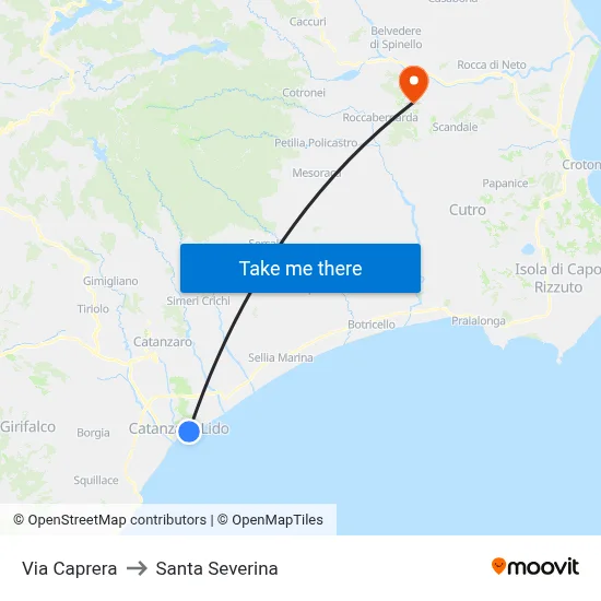 Caprera Street to Santa Severina map