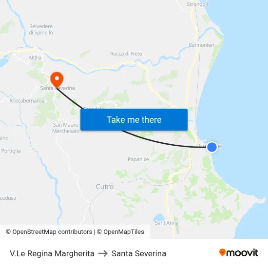 Regina Margherita Avenue to Santa Severina map