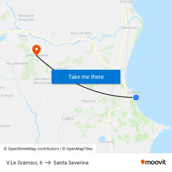 Gramsci Avenue, 6 to Santa Severina map