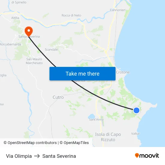 Olimpia Street to Santa Severina map