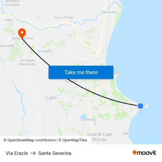 Eracle Street to Santa Severina map