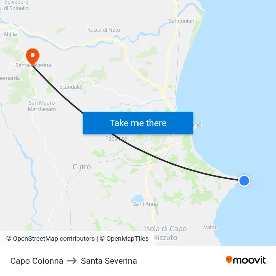 Capo Colonna to Santa Severina map