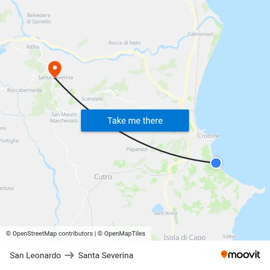 San Leonardo to Santa Severina map