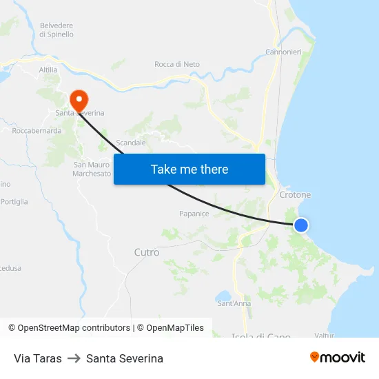Taras Street to Santa Severina map