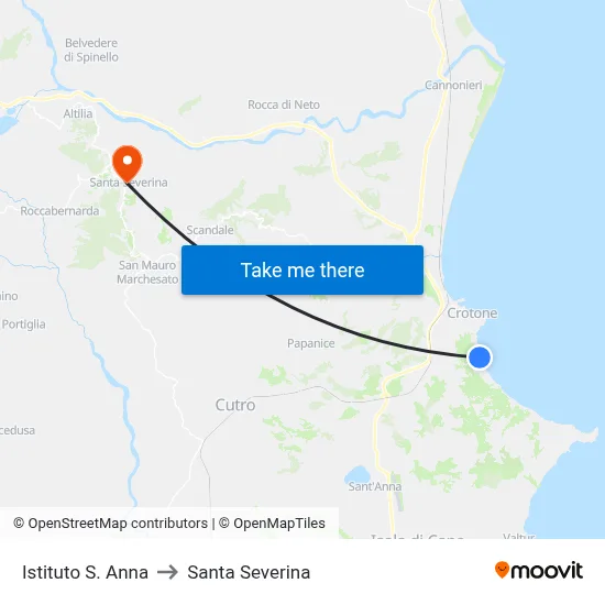 S. Anna Institute to Santa Severina map