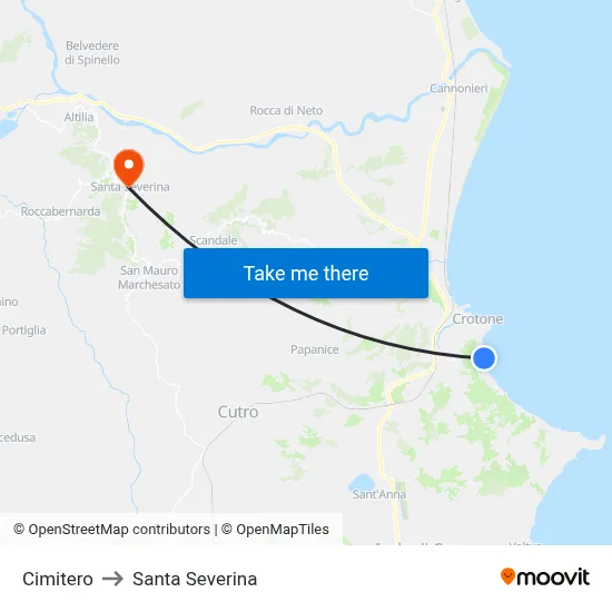 Cemetery to Santa Severina map