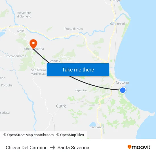 Carmine Church to Santa Severina map