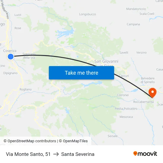 Monte Santo Street, 51 to Santa Severina map