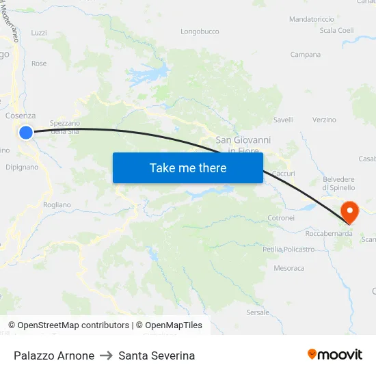 Arnone Palace to Santa Severina map
