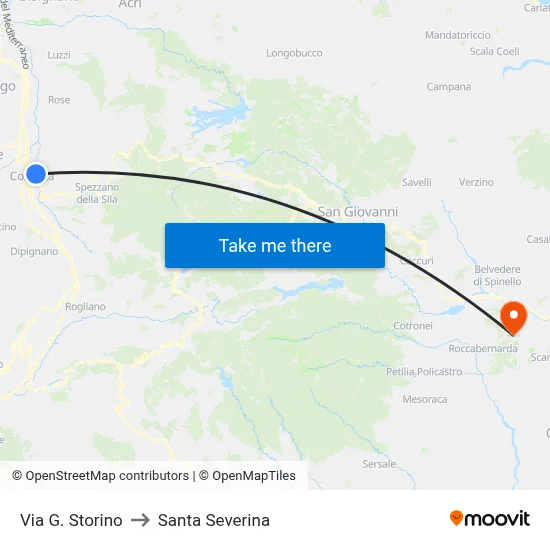 Via G. Storino to Santa Severina map
