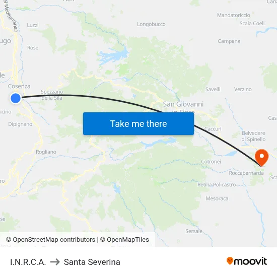 I.N.R.C.A. to Santa Severina map