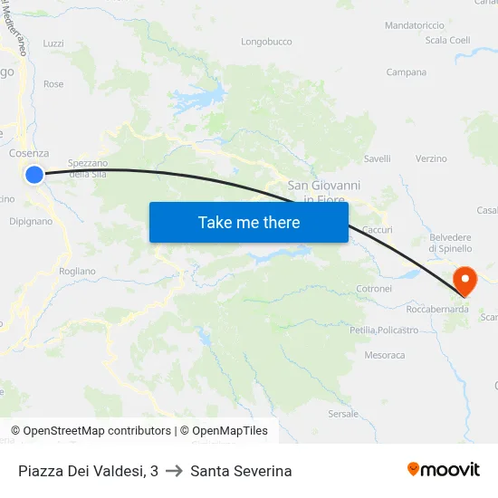 Waldensian Square, 3 to Santa Severina map
