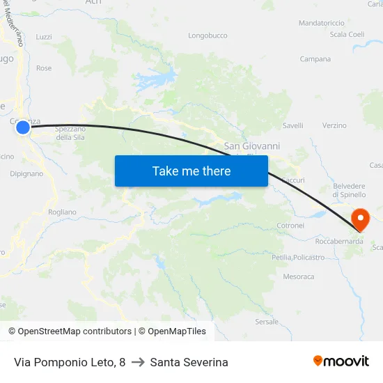 Via Pomponio Leto, 8 to Santa Severina map