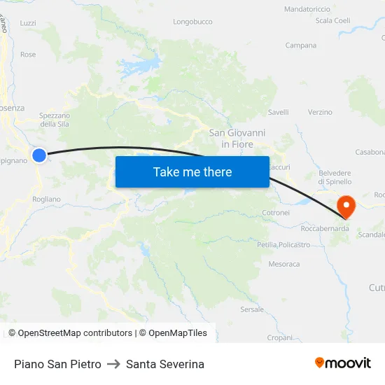 San Pietro Plain to Santa Severina map