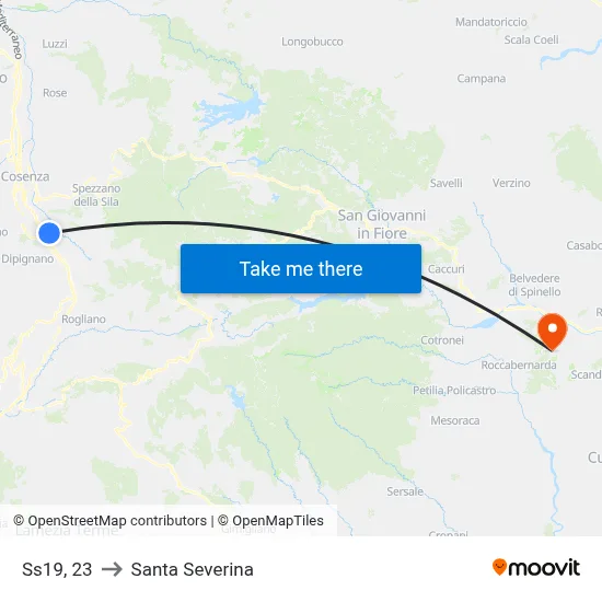 State Road 19, 23 to Santa Severina map