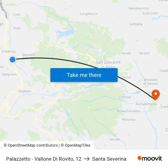 Sports Hall - Vallone Di Rovito, 12 to Santa Severina map