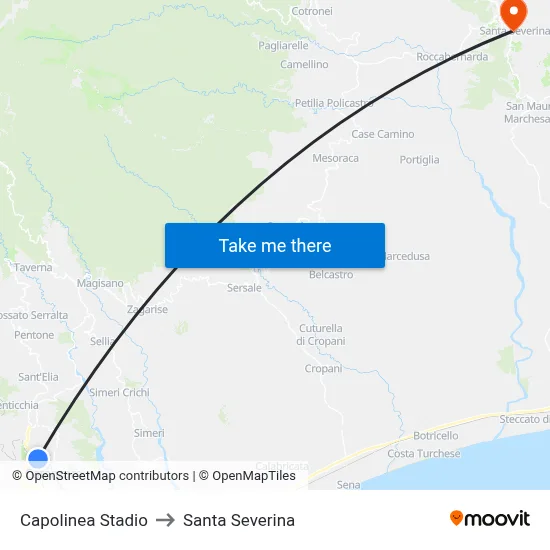 Stadium Terminal to Santa Severina map