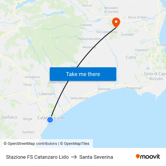 Catanzaro Lido Railway Station to Santa Severina map