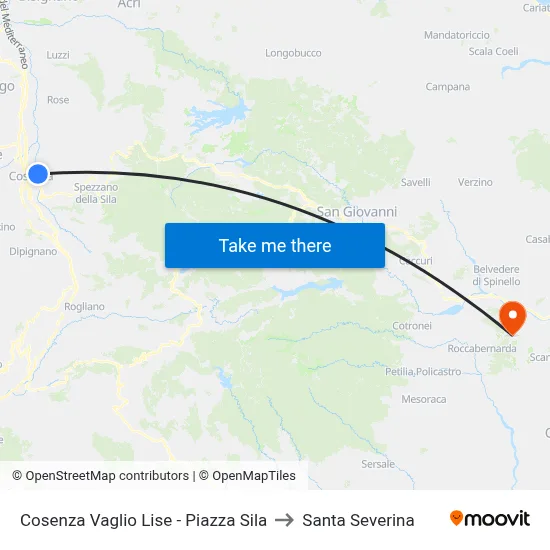 Cosenza Vaglio Lise - Piazza Sila to Santa Severina map