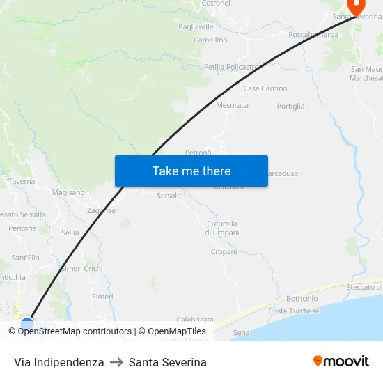 Independence Street to Santa Severina map