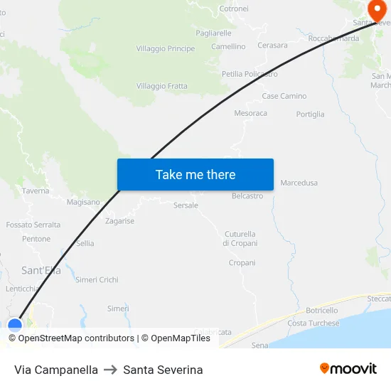Campanella Street to Santa Severina map