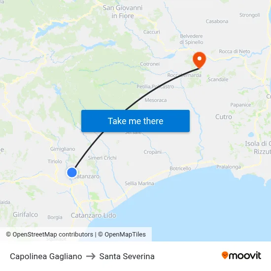 Gagliano Terminal to Santa Severina map