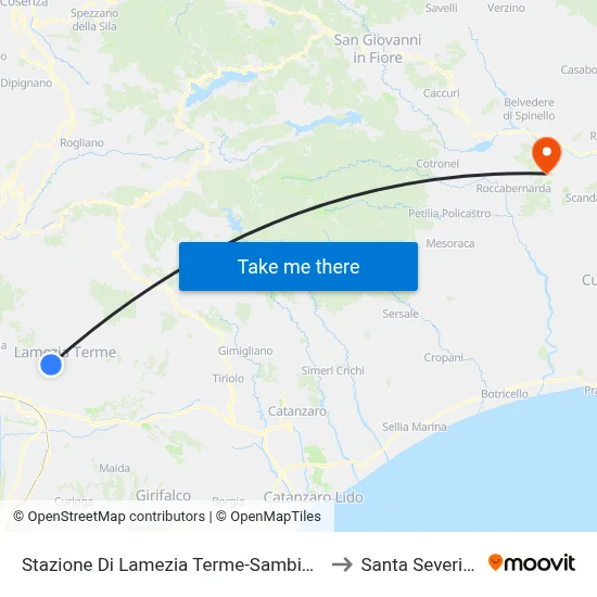 Lamezia Terme-Sambiase Station to Santa Severina map
