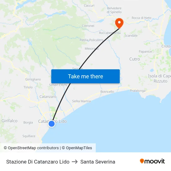 Catanzaro Lido Station to Santa Severina map