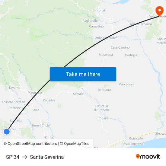 SP 34 to Santa Severina map
