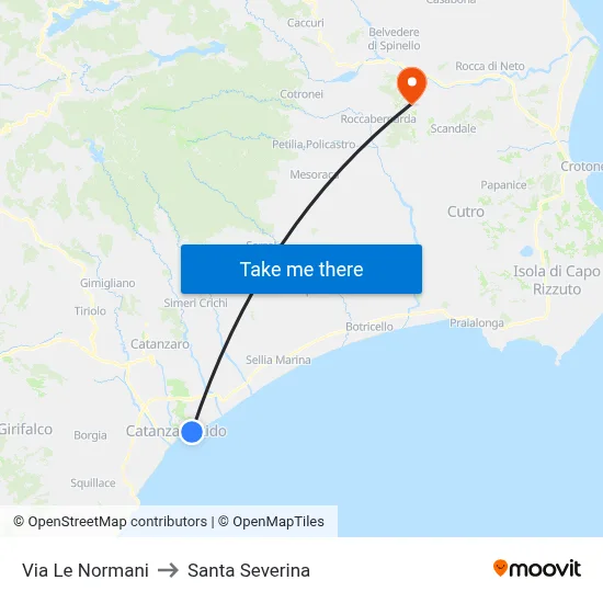 Le Normani Street to Santa Severina map
