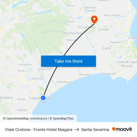 Viale Crotone - Opposite Hotel Niagara to Santa Severina map