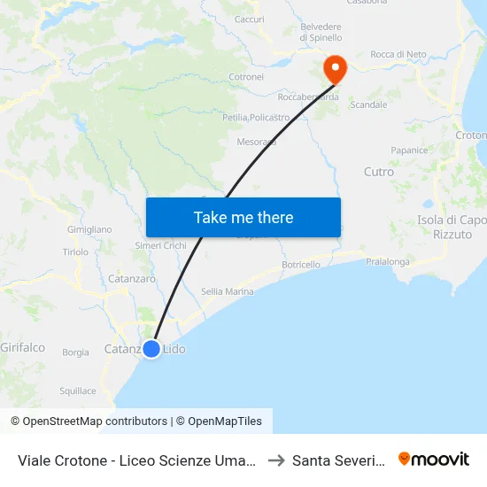 Crotone Avenue - Human Sciences High School to Santa Severina map