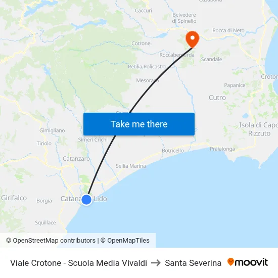 Crotone Avenue - Vivaldi Middle School to Santa Severina map