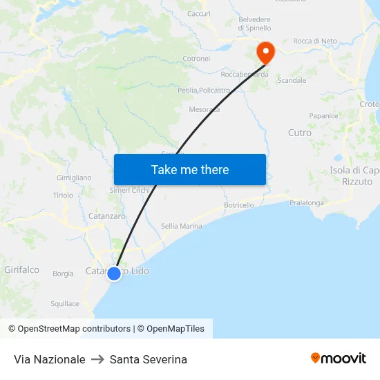National Street to Santa Severina map