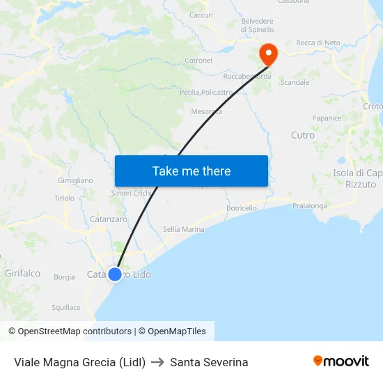 Magna Grecia Avenue (Lidl) to Santa Severina map